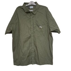 LRG Mens Collared Button Up Green Short Sleeve Shirt Size 3X-Large NWT‎